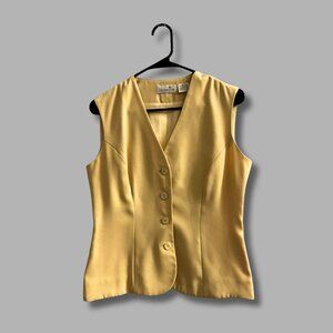 Classic Liz Claiborne Yellow Tailored Vest Size 6 Button Front